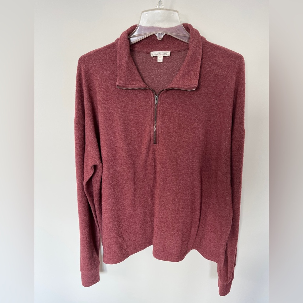 Women's Half-Zip Sweater - Burgundy